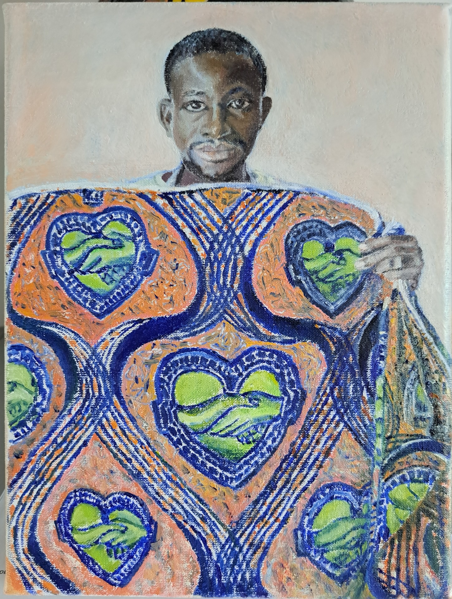 'Stoffenman', olieverf/acryl op linnen, 18x24 cm.