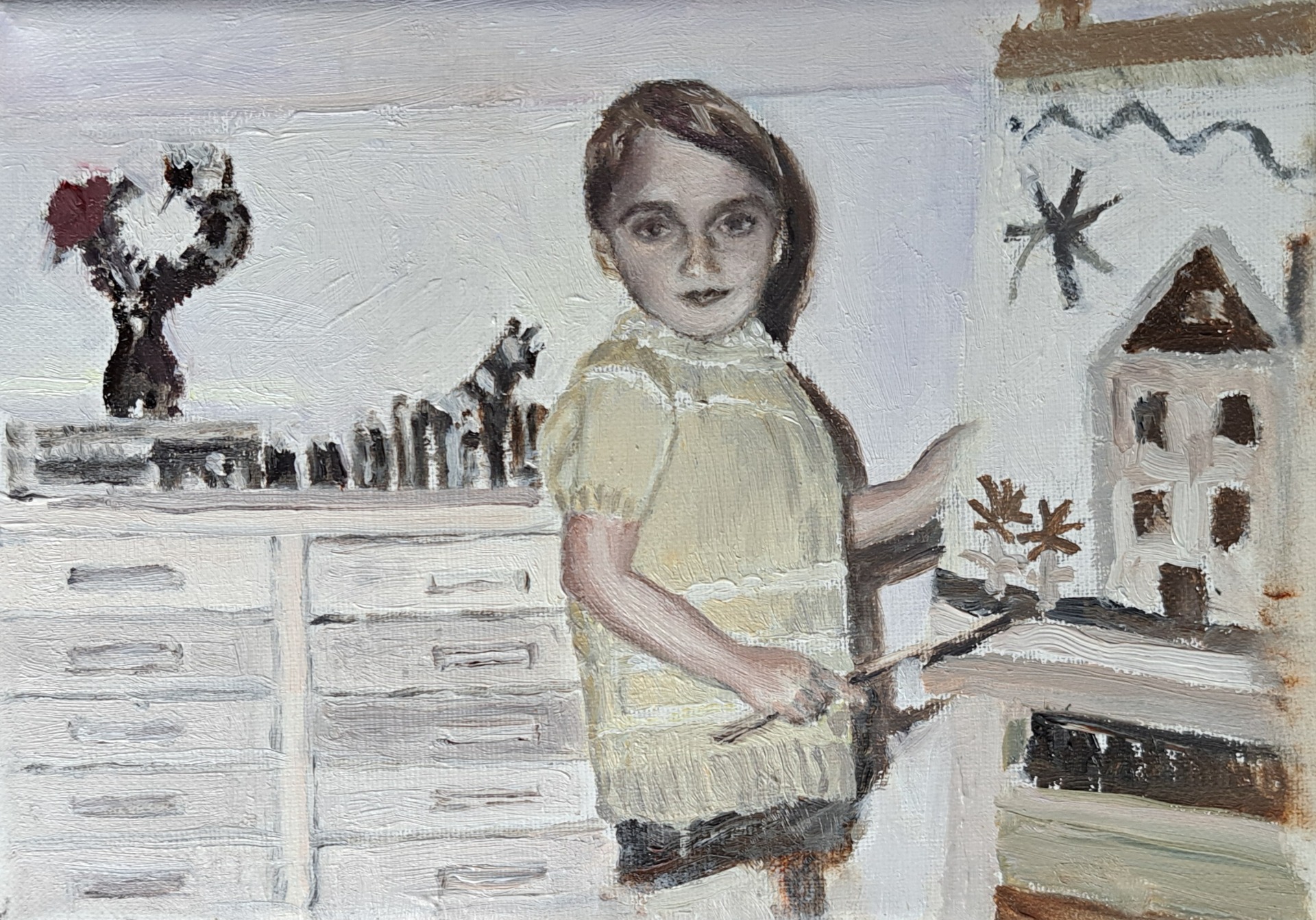 Josee, olieverf op linnen, 13x18cm.